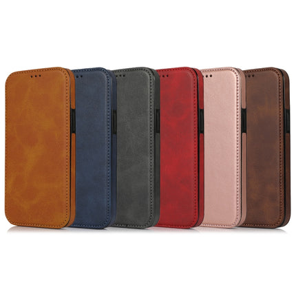 Strong Magnetic Closure PU + TPU Leather Case with Card Slots & Holder For iPhone 12 mini(Brown)-garmade.com