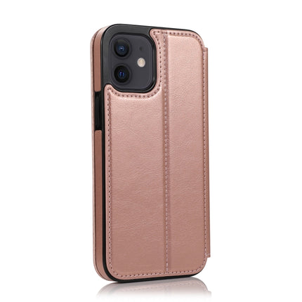 Strong Magnetic Closure PU + TPU Leather Case with Card Slots & Holder For iPhone 12 mini(Rose Red)-garmade.com