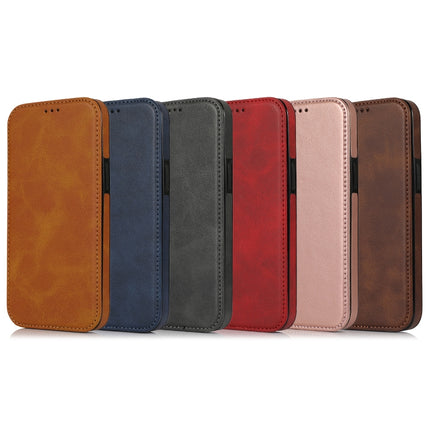 Strong Magnetic Closure PU + TPU Leather Case with Card Slots & Holder For iPhone 12 mini(Rose Red)-garmade.com