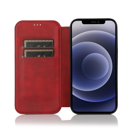 Strong Magnetic Closure PU + TPU Leather Case with Card Slots & Holder For iPhone 12 mini(Red)-garmade.com