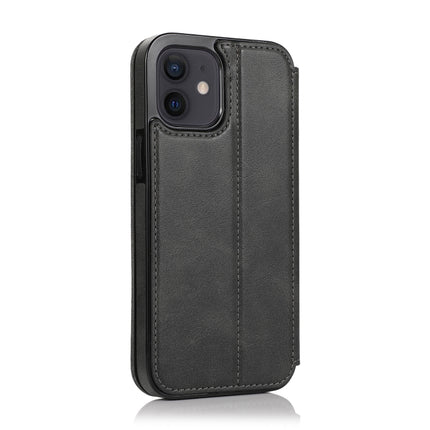 Strong Magnetic Closure PU + TPU Leather Case with Card Slots & Holder For iPhone 12 mini(Black)-garmade.com