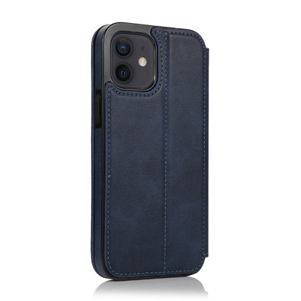 Strong Magnetic Closure PU + TPU Leather Case with Card Slots & Holder For iPhone 12 mini(Blue)-garmade.com