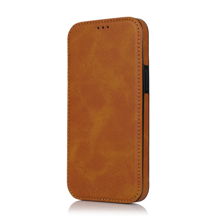 Strong Magnetic Closure PU + TPU Leather Case with Card Slots & Holder For iPhone 12 mini(Khaki)-garmade.com