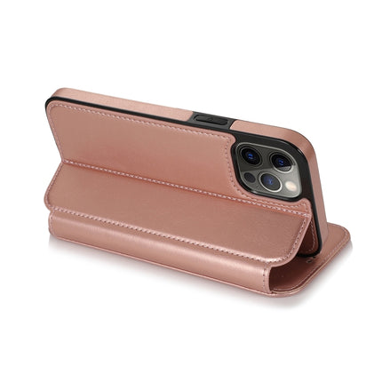 Strong Magnetic Closure PU + TPU Leather Case with Card Slots & Holder For iPhone 12 / 12 Pro(Rose Red)-garmade.com