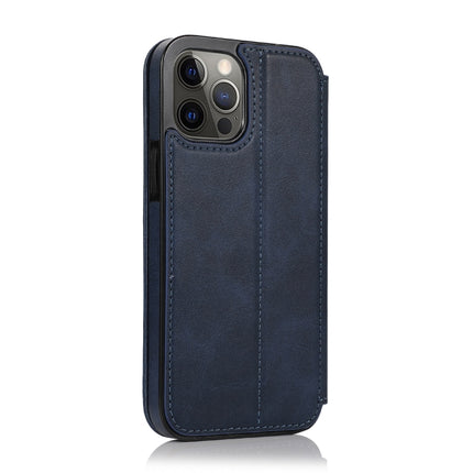 Strong Magnetic Closure PU + TPU Leather Case with Card Slots & Holder For iPhone 12 / 12 Pro(Blue)-garmade.com