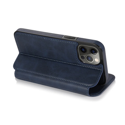 Strong Magnetic Closure PU + TPU Leather Case with Card Slots & Holder For iPhone 12 Pro Max(Blue)-garmade.com