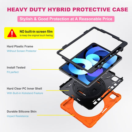 For iPad Air 2022 / 2020 10.9 360 Degree Rotation PC + Silicone Protective Case with Holder & Hand-strap(Orange)-garmade.com