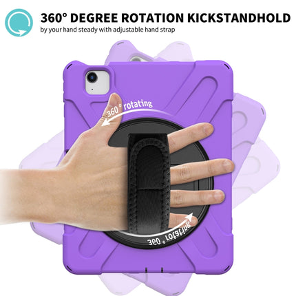 For iPad Air 2022 / 2020 10.9 360 Degree Rotation PC + Silicone Protective Case with Holder & Hand-strap(Purple)-garmade.com