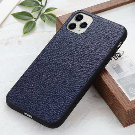 Litchi Texture Genuine Leather Folding Protective Case For iPhone 12 / 12 Pro(Blue)-garmade.com