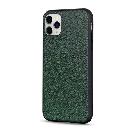 Litchi Texture Genuine Leather Folding Protective Case For iPhone 12 / 12 Pro(Green)-garmade.com