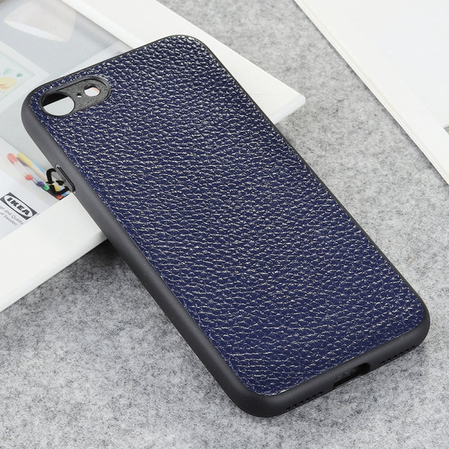Litchi Texture Genuine Leather Folding Protective Case For iPhone 8 / 7(Blue)-garmade.com
