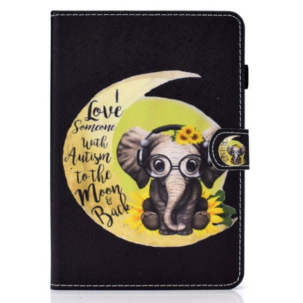 Colored Drawing Horizontal Flip Leather Case with Holder & Card Slots & Sleep / Wake-up Function For iPad mini 5 / 4 / 3 / 2 / 1(Moon Baby Elephant)-garmade.com