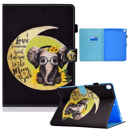 Colored Drawing Horizontal Flip Leather Case with Holder & Card Slots & Sleep / Wake-up Function For iPad 10.2 2021 / 2020 / 2019 / iPad Air 10.5 (2019)(Moon Baby Elephant)-garmade.com