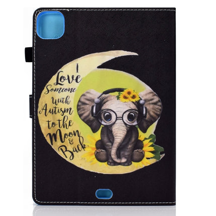 Colored Drawing Horizontal Flip Leather Tablet Case with Holder & Card Slots & Sleep / Wake-up Function For iPad Pro 11 inch (2020) / (2018) / iPad Air 4 10.9 inch (2020)(Moon Baby Elephant)-garmade.com