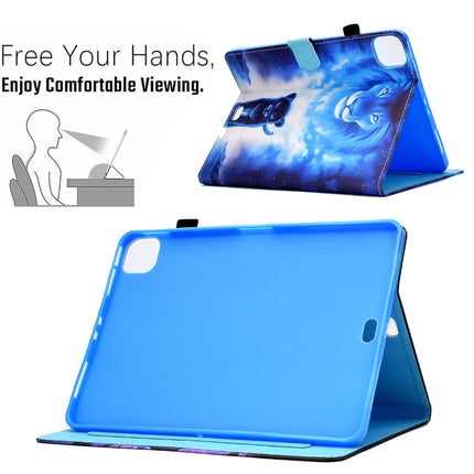 Colored Drawing Horizontal Flip Leather Tablet Case with Holder & Card Slots & Sleep / Wake-up Function For iPad Pro 11 inch (2020) / (2018) / iPad Air 4 10.9 inch (2020)(Lion)-garmade.com