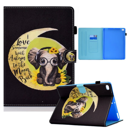 Colored Drawing Horizontal Flip Leather Case with Holder & Card Slots & Sleep / Wake-up Function For iPad Air / Air 2 / iPad 9.7 (2017) / (2018)(Moon Baby Elephant)-garmade.com