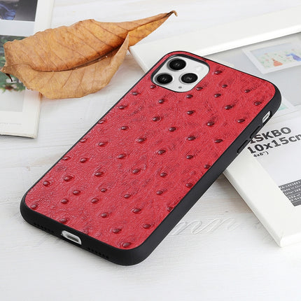 Ostrich Texture Genuine Leather Protective Case For iPhone 11 Pro(Red)-garmade.com