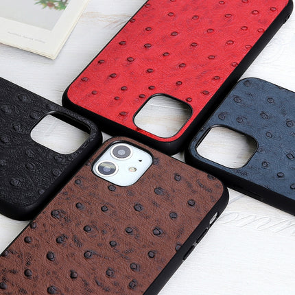 Ostrich Texture Genuine Leather Protective Case For iPhone 11 Pro(Brown)-garmade.com