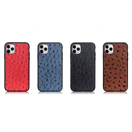 Ostrich Texture Genuine Leather Protective Case For iPhone 11 Pro Max(Blue)-garmade.com