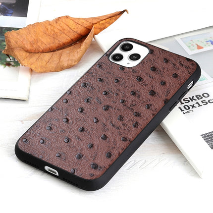 Ostrich Texture Genuine Leather Protective Case For iPhone 11 Pro Max(Brown)-garmade.com