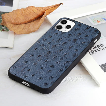 Ostrich Texture Genuine Leather Protective Case For iPhone 12 mini(Blue)-garmade.com