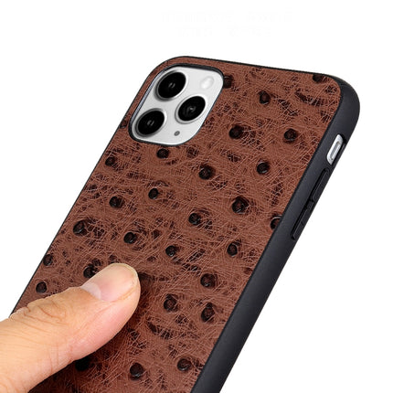 Ostrich Texture Genuine Leather Protective Case For iPhone 12 mini(Brown)-garmade.com