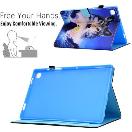 For Samsung Galaxy Tab A8.0 (2019) T290 Colored Drawing Horizontal Flip Leather Case with Holder & Card Slots(Wolf)-garmade.com