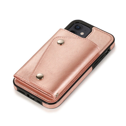 Shockproof PU + TPU Leather Case with Card Slots & Holder & Photo Frame & Wallet & Lanyard For iPhone 12 mini(Rose Gold)-garmade.com