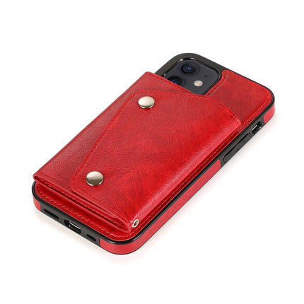 Shockproof PU + TPU Leather Case with Card Slots & Holder & Photo Frame & Wallet & Lanyard For iPhone 12 mini(Red)-garmade.com