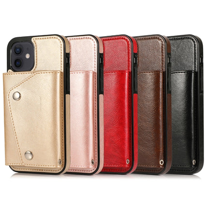 Shockproof PU + TPU Leather Case with Card Slots & Holder & Photo Frame & Wallet & Lanyard For iPhone 12 mini(Red)-garmade.com