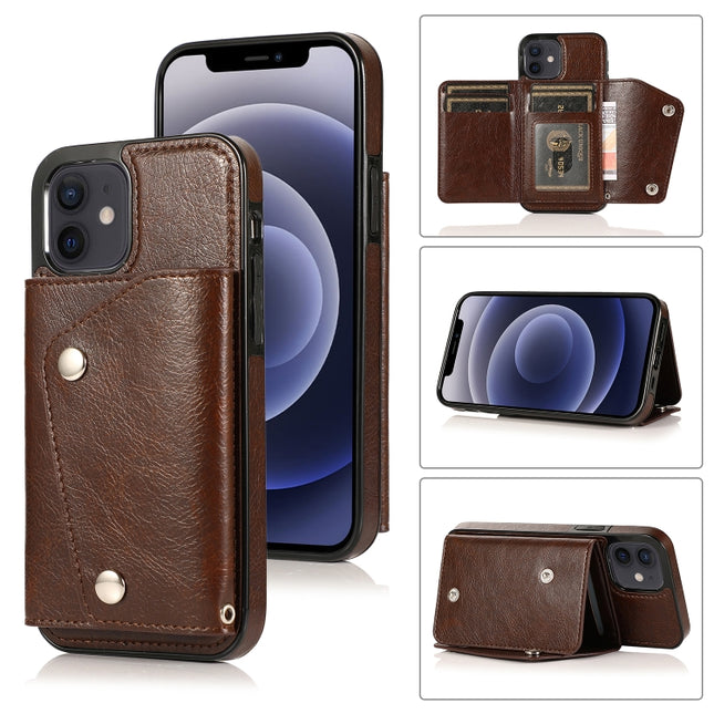 Shockproof PU + TPU Leather Case with Card Slots & Holder & Photo Frame & Wallet & Lanyard For iPhone 12 mini(Brown)-garmade.com