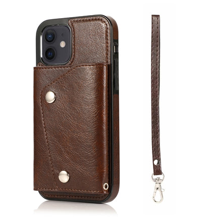 Shockproof PU + TPU Leather Case with Card Slots & Holder & Photo Frame & Wallet & Lanyard For iPhone 12 mini(Brown)-garmade.com