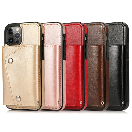 Shockproof PU + TPU Leather Case with Card Slots & Holder & Photo Frame & Wallet & Lanyard For iPhone 12 / 12 Pro(Black)-garmade.com