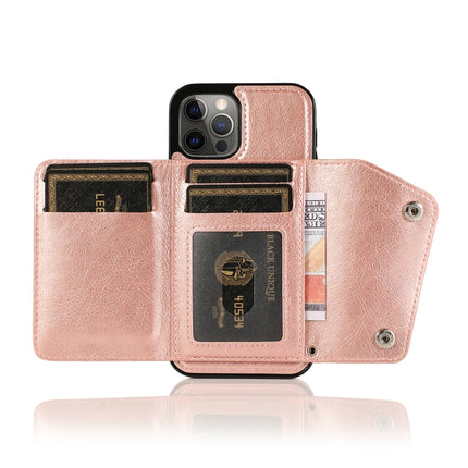 Shockproof PU + TPU Leather Case with Card Slots & Holder & Photo Frame & Wallet & Lanyard For iPhone 12 / 12 Pro(Rose Gold)-garmade.com