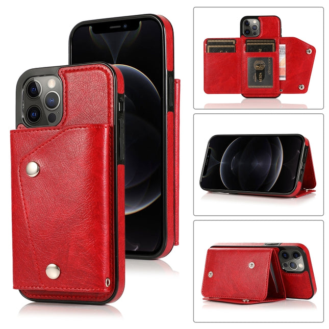 Shockproof PU + TPU Leather Case with Card Slots & Holder & Photo Frame & Wallet & Lanyard For iPhone 12 / 12 Pro(Red)-garmade.com