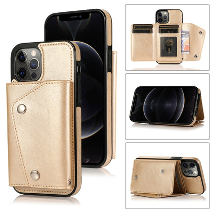 Shockproof PU + TPU Leather Case with Card Slots & Holder & Photo Frame & Wallet & Lanyard For iPhone 12 / 12 Pro(Gold)-garmade.com