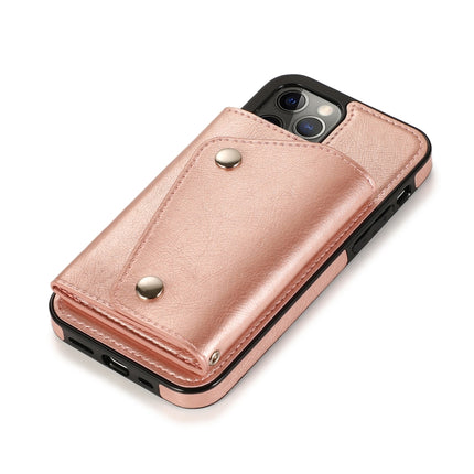 Shockproof PU + TPU Leather Case with Card Slots & Holder & Photo Frame & Wallet & Lanyard For iPhone 12 Pro Max(Rose Gold)-garmade.com