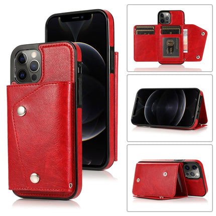 Shockproof PU + TPU Leather Case with Card Slots & Holder & Photo Frame & Wallet & Lanyard For iPhone 12 Pro Max(Red)-garmade.com