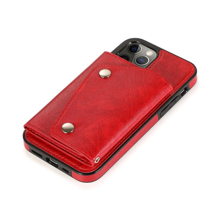 Shockproof PU + TPU Leather Case with Card Slots & Holder & Photo Frame & Wallet & Lanyard For iPhone 12 Pro Max(Red)-garmade.com