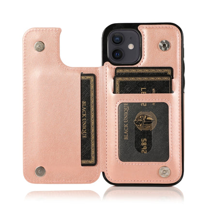 Double Buckle Mandala Pattern PU+TPU Protective Case with Card Slots & Holder & Photo Frame For iPhone 12 mini(Rose Gold)-garmade.com
