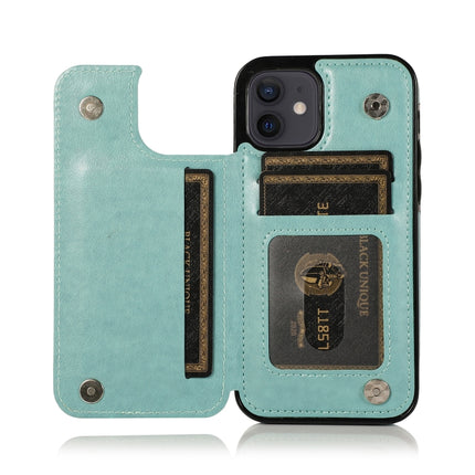 Double Buckle Mandala Pattern PU+TPU Protective Case with Card Slots & Holder & Photo Frame For iPhone 12 mini(Green)-garmade.com
