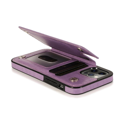 Double Buckle Mandala Pattern PU+TPU Protective Case with Card Slots & Holder & Photo Frame For iPhone 12 / 12 Pro(Purple)-garmade.com