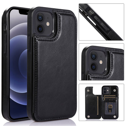 Shockproof PU + TPU Leather Case with Card Slots & Holder & Photo Frame & Wallet For iPhone 12 mini(Black)-garmade.com