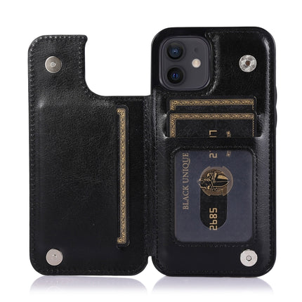 Shockproof PU + TPU Leather Case with Card Slots & Holder & Photo Frame & Wallet For iPhone 12 mini(Black)-garmade.com