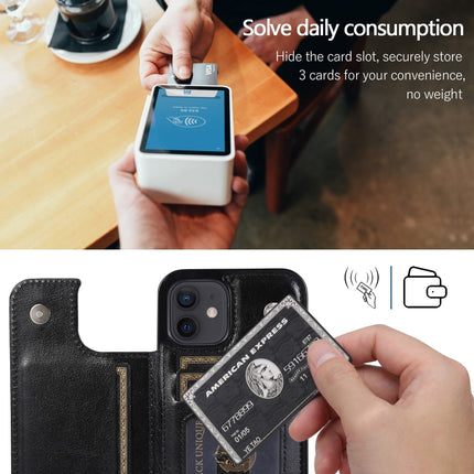 Shockproof PU + TPU Leather Case with Card Slots & Holder & Photo Frame & Wallet For iPhone 12 mini(Black)-garmade.com