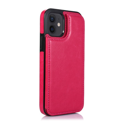 Shockproof PU + TPU Leather Case with Card Slots & Holder & Photo Frame & Wallet For iPhone 12 mini(Rose Red)-garmade.com
