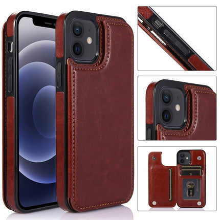Shockproof PU + TPU Leather Case with Card Slots & Holder & Photo Frame & Wallet For iPhone 12 mini(Brown)-garmade.com