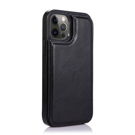 Shockproof PU + TPU Leather Case with Card Slots & Holder & Photo Frame & Wallet For iPhone 12 / 12 Pro(Black)-garmade.com