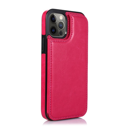 Shockproof PU + TPU Leather Case with Card Slots & Holder & Photo Frame & Wallet For iPhone 12 / 12 Pro(Rose Red)-garmade.com