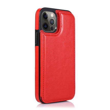 Shockproof PU + TPU Leather Case with Card Slots & Holder & Photo Frame & Wallet For iPhone 12 / 12 Pro(Red)-garmade.com